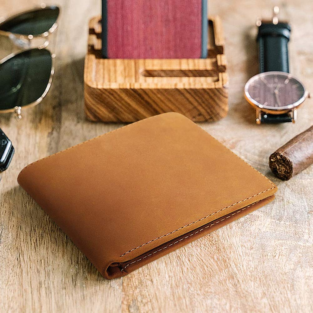 Kenon Personalized Leather Wallet for Men - Engraved RFID Blocking Bifold Wallet, Stylish Brown Mens Wallet - Perfect Valentine's Day, Birthday & Christmas Gift for Him - Ideal for Everyday Use, Travel & Special Occasions