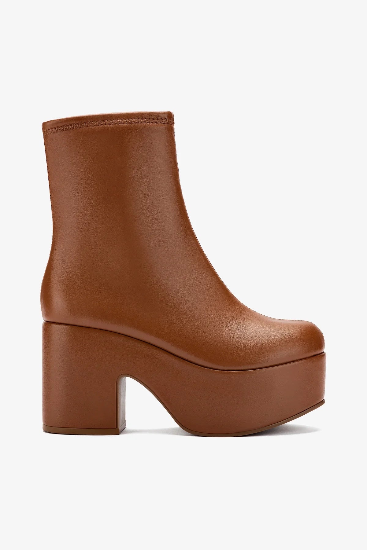 Miso Platform Boots in Caramel - Stretch Leather Ankle Boots for Women | Comfortable & Stylish Fall/Winter Shoes | Perfect for Office, Dating & Casual Outfits