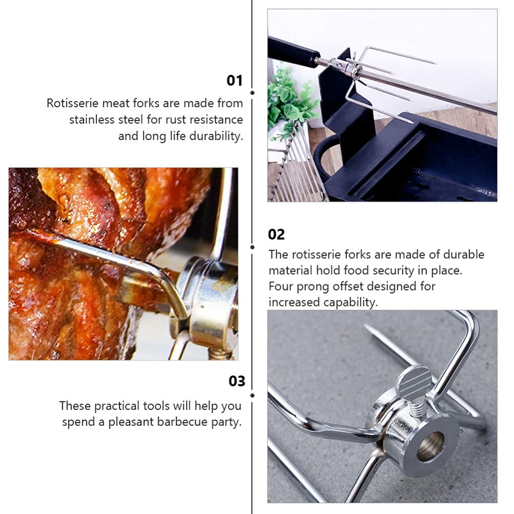 Stainless Steel BBQ Rotisserie Fork for Chicken - Cabilock 1pc Air Fryer & Grill Accessory - Perfect for Rotating Roasts, Air Frying & Outdoor Grilling