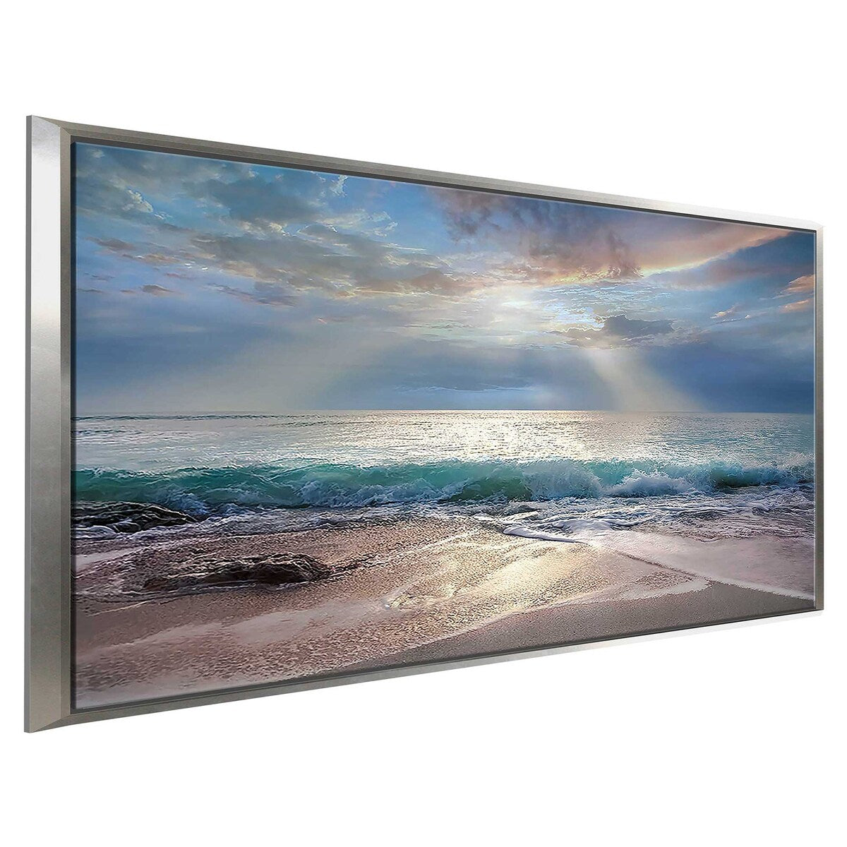Vibrant Aqua Blue Morning Print Floating Canvas Wall Art - Perfect for Living Room, Bedroom & Office Decor
