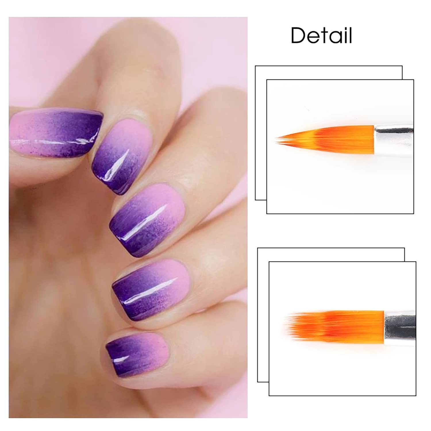 5Pcs Ombre Nail Brush Set - Professional Nail Art Brushes for Gradient & Design | Nail Pens & Tools Kit for Salon & Home Manicure | Perfect for DIY Nail Art, Ombre Effects & Creative Designs