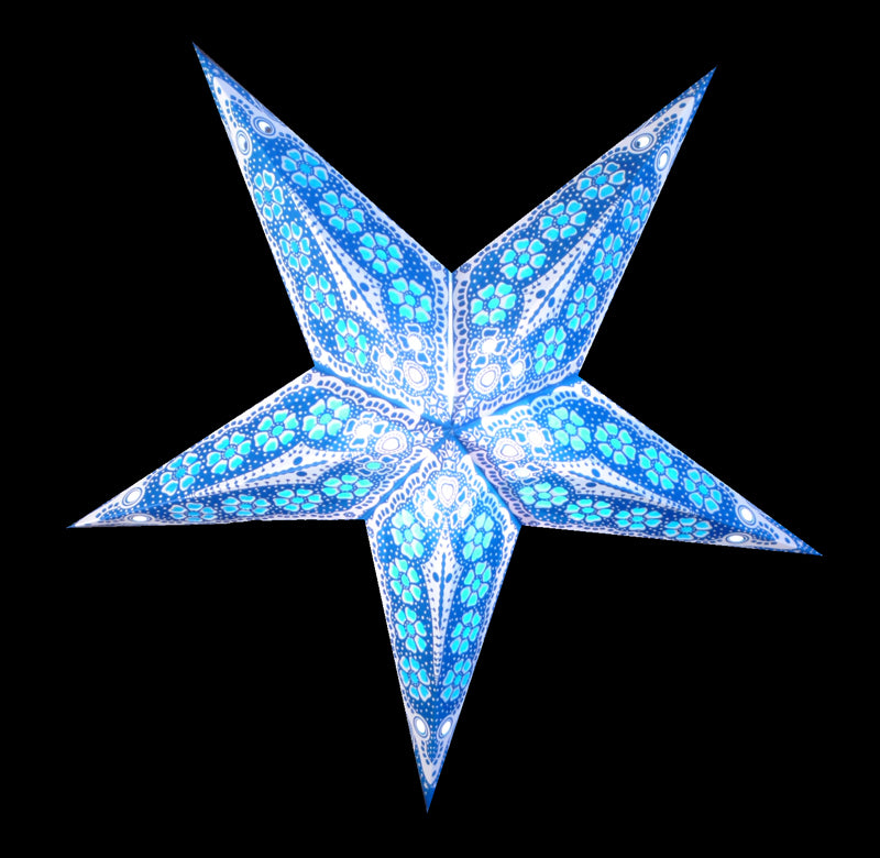 24-Piece Blue Petal Cut Paper Star Lanterns - Elegant Hanging Decor for Weddings, Parties & Home - Perfect for Indoor/Outdoor Celebrations & Boho Theme Events