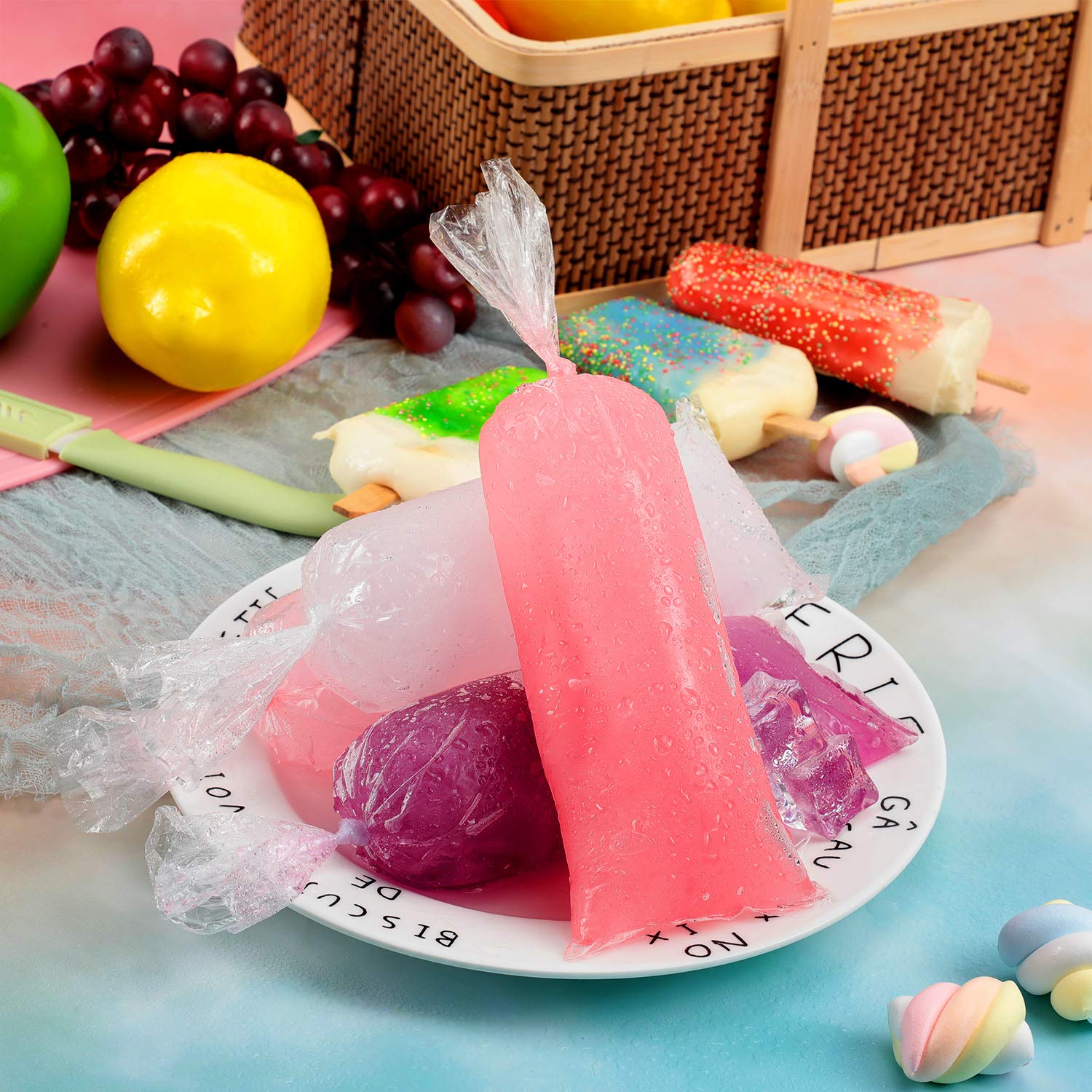 Boao Disposable Ice Cream Mold Bags - Plastic Ice Candy Bags for Homemade Ice Cream, Yogurt & Candy Making - Perfect for Summer Treats, Kids Parties & DIY Desserts