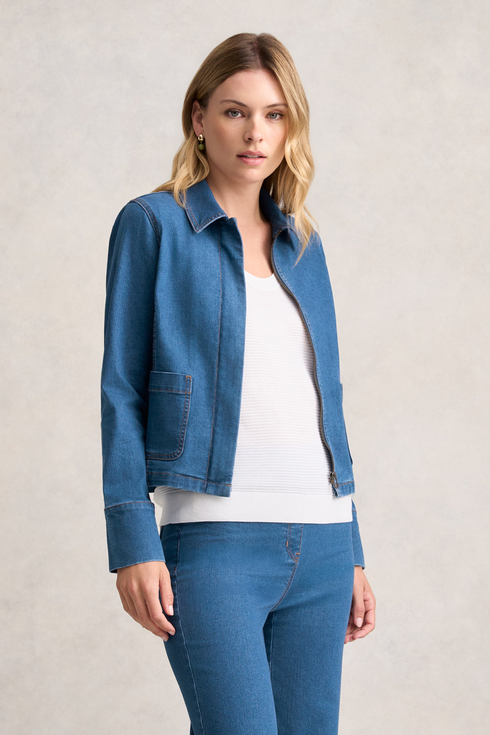 Cropped Denim Jacket for Women - Distressed Light Wash Denim Outerwear - Perfect for Spring & Fall Layering, Casual Outfits, and Streetwear Fashion