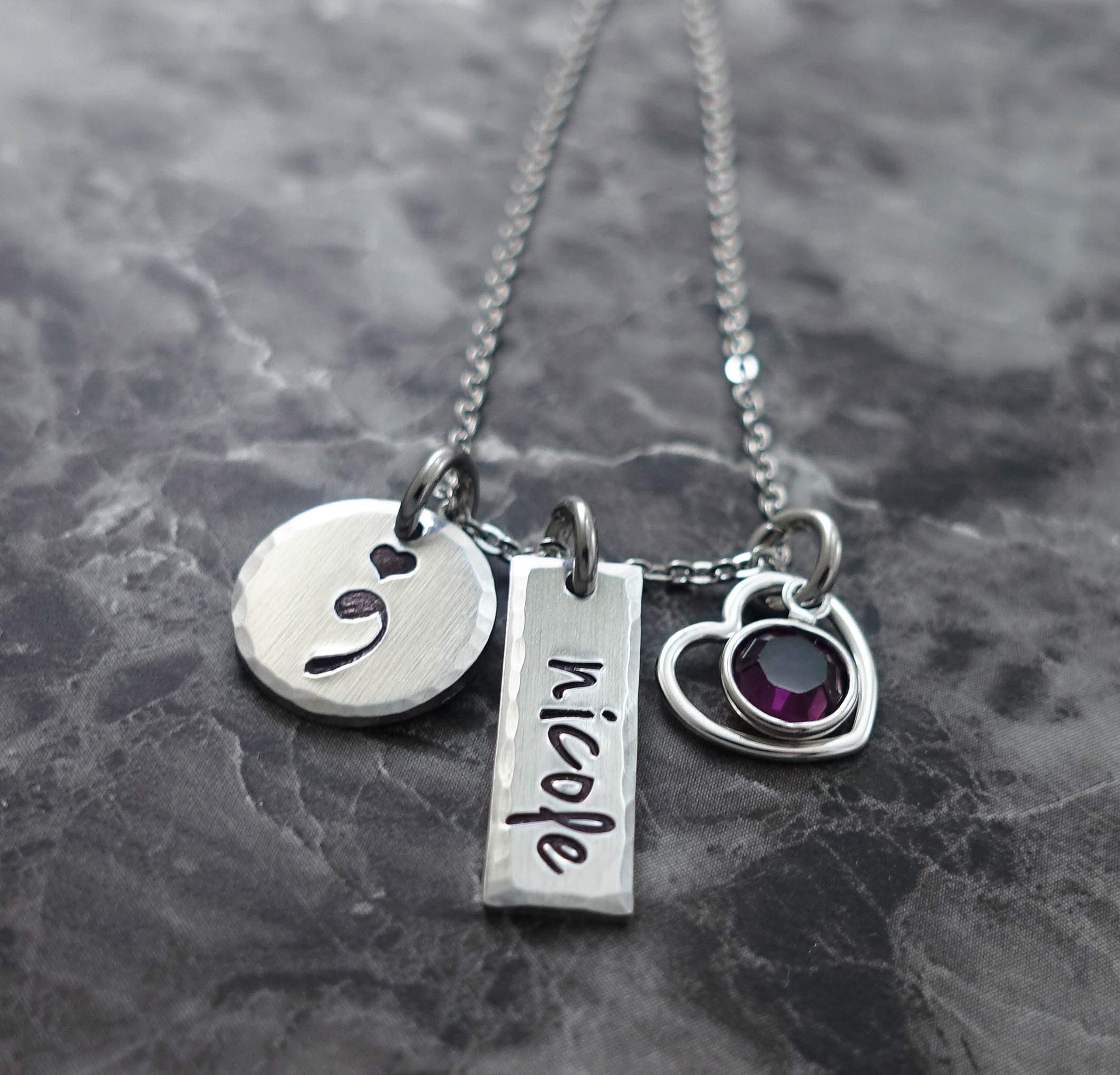Suicide Awareness Charm Necklace - Personalized Hand Stamped Jewelry for Support & Hope