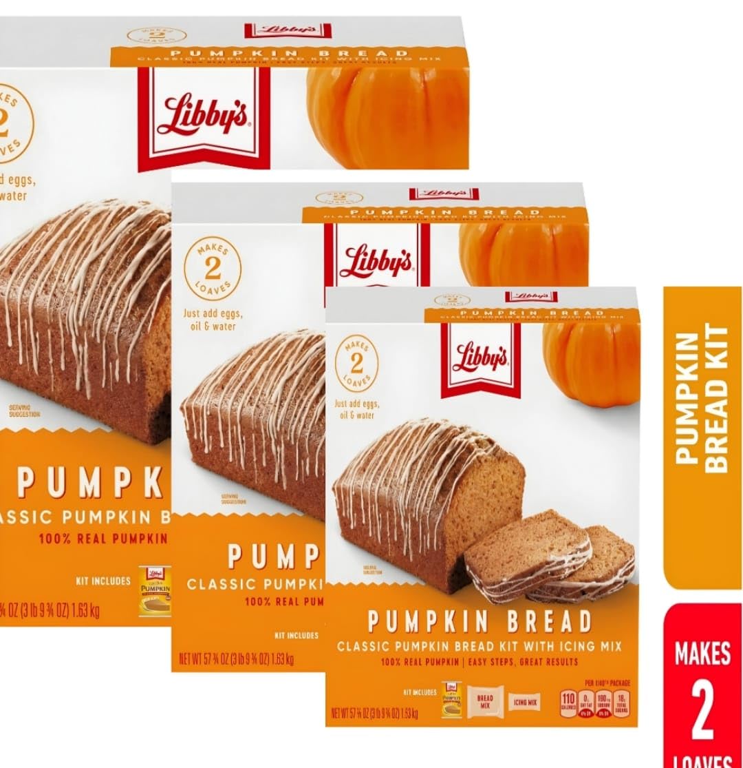 Liby's Pure Pumpkin Baking Mix - Fall Pumpkin Bread, Muffin & Scone Mix (57.75oz, 2 Pack) | Makes 4 Loaves | Perfect for Holiday Baking, Thanksgiving Desserts & Autumn Treats
