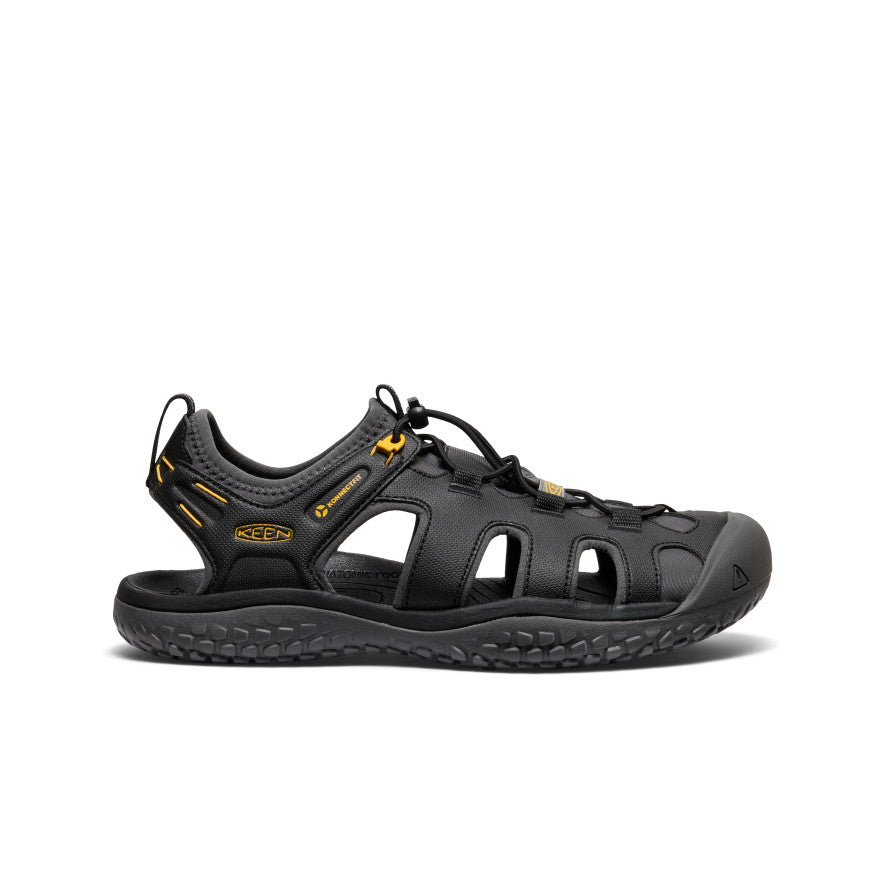 Men's SOLR Comfortable Outdoor Sandals - Black/Gold | Lightweight & Breathable for Hiking, Beach, and Summer Wear