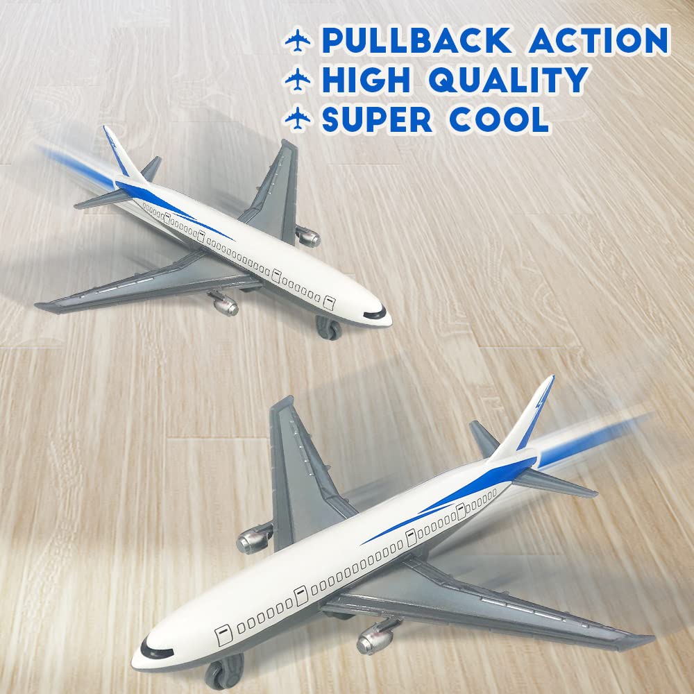 ArtCreativity Pullback Airplane Toys for Kids - Set of 2 Diecast 5 Inch Pull Back Planes, Fun Birthday Party Favors & Goodie Bag Fillers | Perfect Gift for Boys and Girls | Great for Indoor Play, Travel & STEM Learning