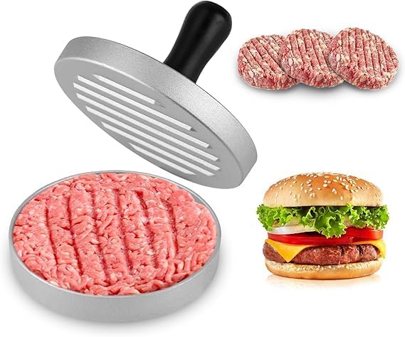 JIARKA Aluminum Alloy Non-Stick Burger Press - Hamburger Patty Maker for Beef, Cheese & Veggie Burgers | Perfect for BBQ, Backyard Grilling & Home Kitchen Use