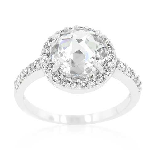 Halo Style Faceted Engagement Ring - 1.5ct Round Cut Diamond Wedding Band for Women - Perfect for Proposals, Anniversaries & Bridal Jewelry