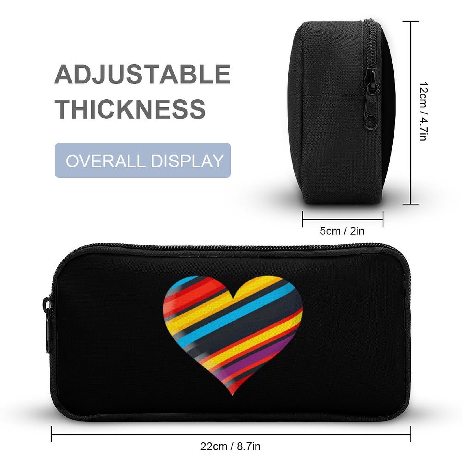 LGBTQ+ Rainbow Heart Print 3-Piece Backpack Set - Laptop Backpack, Lunch Bag & Pencil Case for School, Work & Pride Events | Water-Resistant & Durable