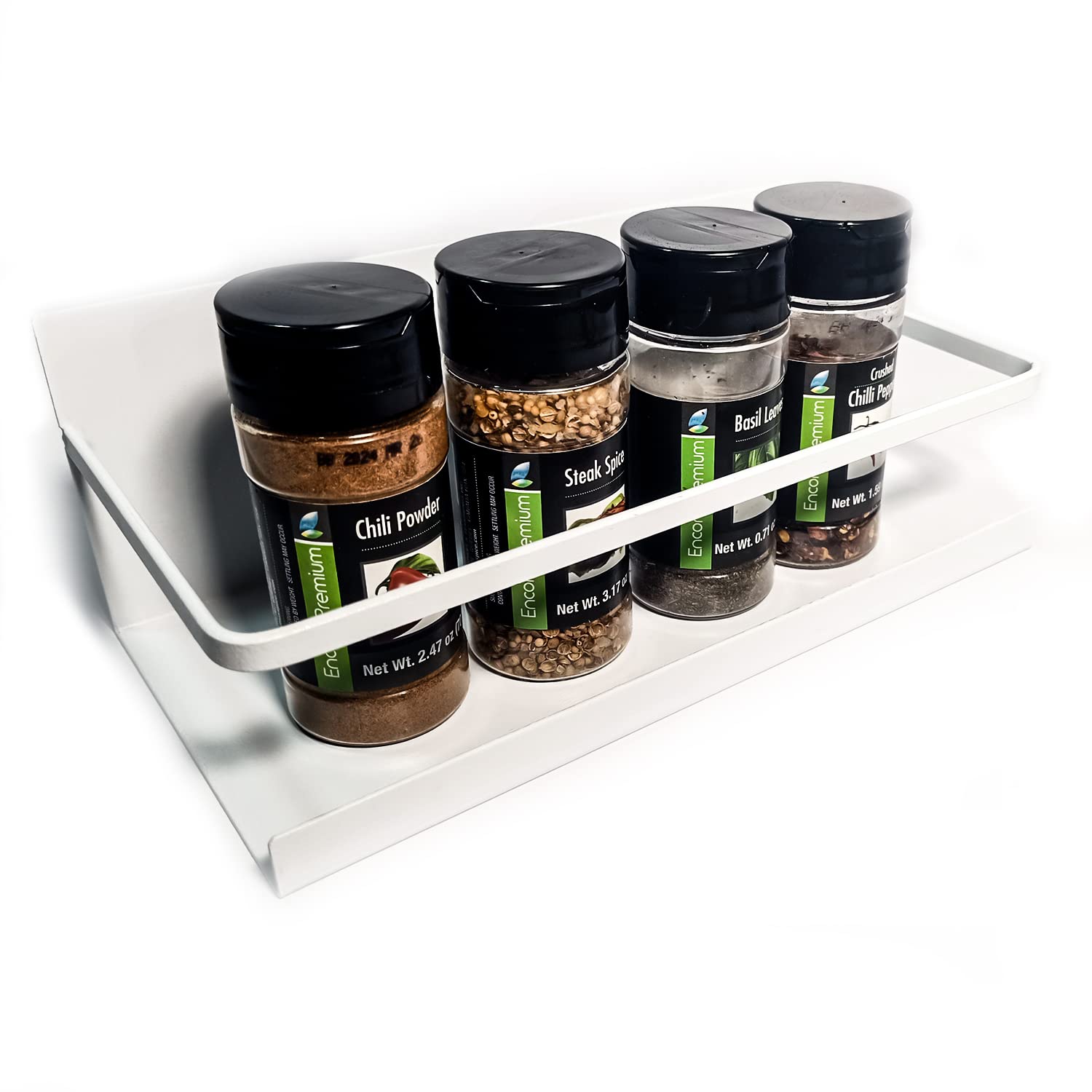 Sturdy Magnetic Spice Rack for Refrigerator - White Metal Spice Organizer with Strong Magnets for Fridge, Oven, Washing Machine - Space-Saving Kitchen Storage Solution - Perfect for Small Kitchens, Apartments & Dorm Rooms