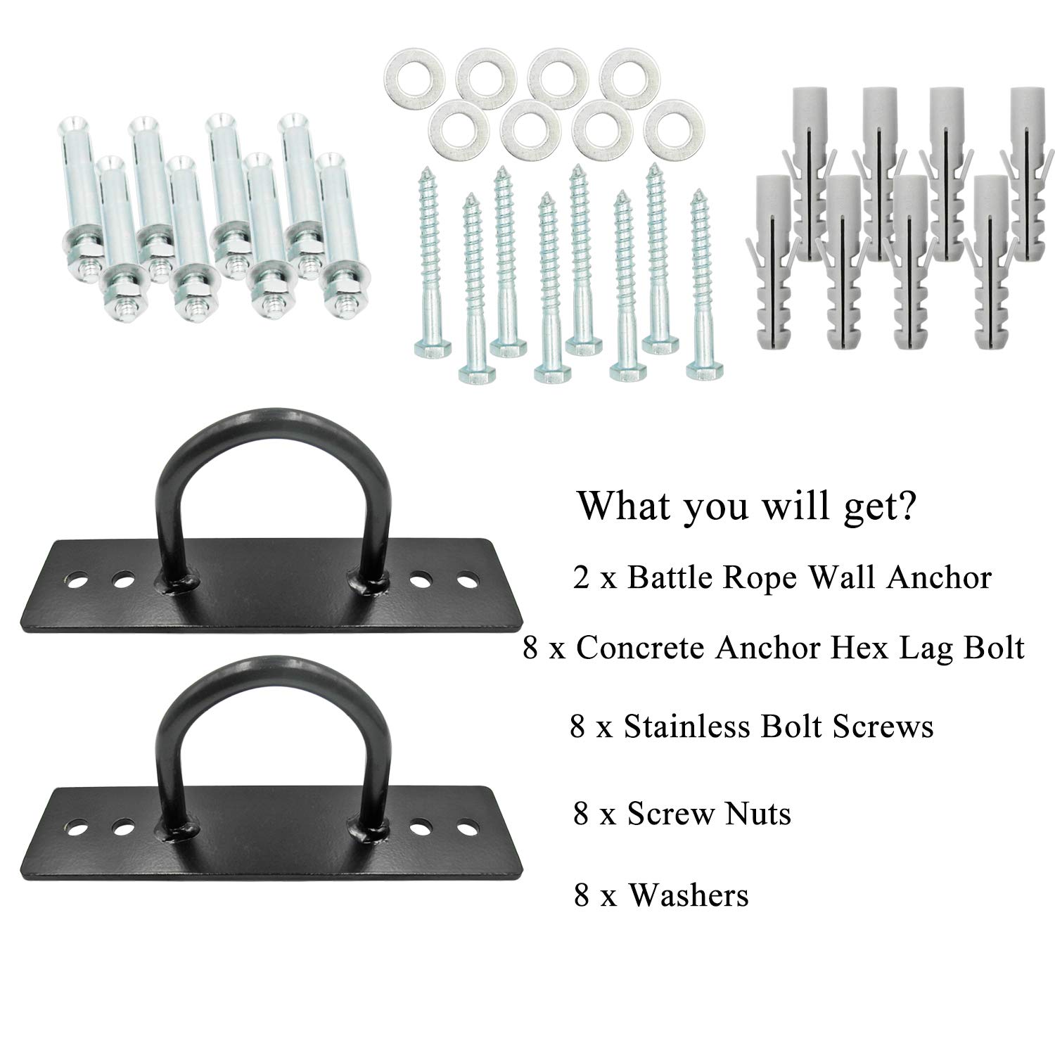 **Battle Ropes Anchor Kit - Heavy Duty Wall & Ceiling Mount Bracket for Suspension Straps, Crossfit Gymnastic Rings, Strength Training, Yoga Swings & Boxing Equipment - Perfect for Home Gyms & Fitness Studios**