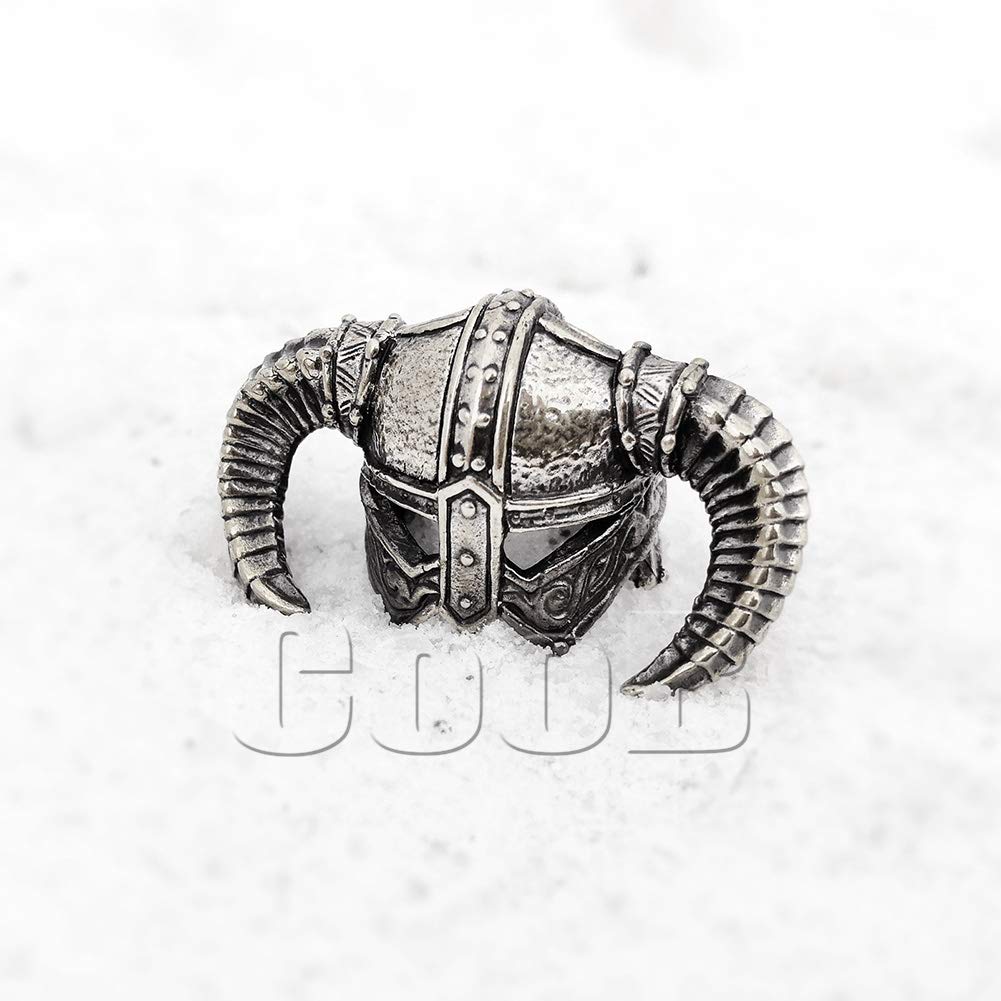 Handmade Metal Paracord Bead - Dragonborn Helmet Pendant for EDC, Knife Lanyards & Survival Gear | Customizable Accessory for Outdoor Adventures, Camping & Tactical Use (1Pcs/Lot)