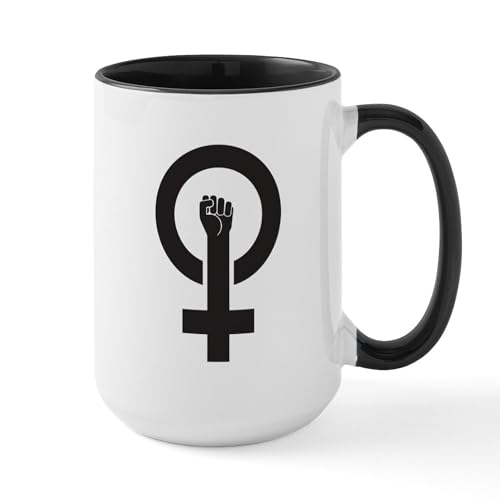 White/Black Inside - Feminist Power Large Mug