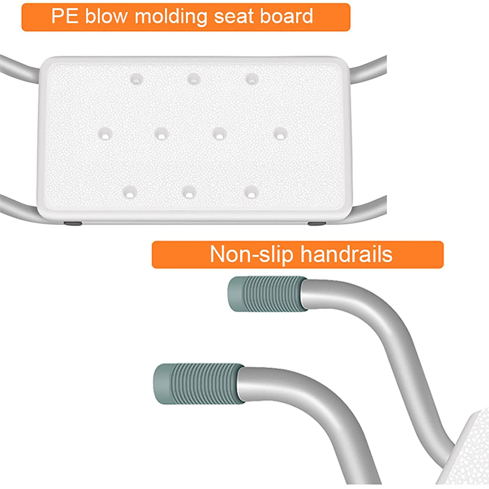 Lightweight Aluminum Bath Bench with Adjustable Legs - Portable Shower Seat for Elderly & Disabled - Non-Slip Bathtub Transfer Stool Supports 130kg (286lbs) - Ideal for Safe Bathing, Post-Surgery Recovery & Mobility Assistance