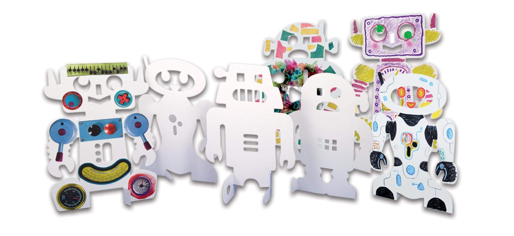 Roylco Stand-Up Robots for Kids - 8 x 11 Inch Creative DIY Paper Craft Kit (Pack of 24) - Perfect for Classroom Activities, STEM Learning & Birthday Party Favors