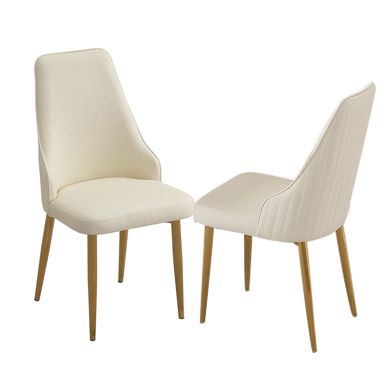 Premium White PU Leather Dining Chairs with Sturdy Metal Legs - Set of 2 Modern Kitchen Chairs for Dining Room, Breakfast Nook, and Home Office