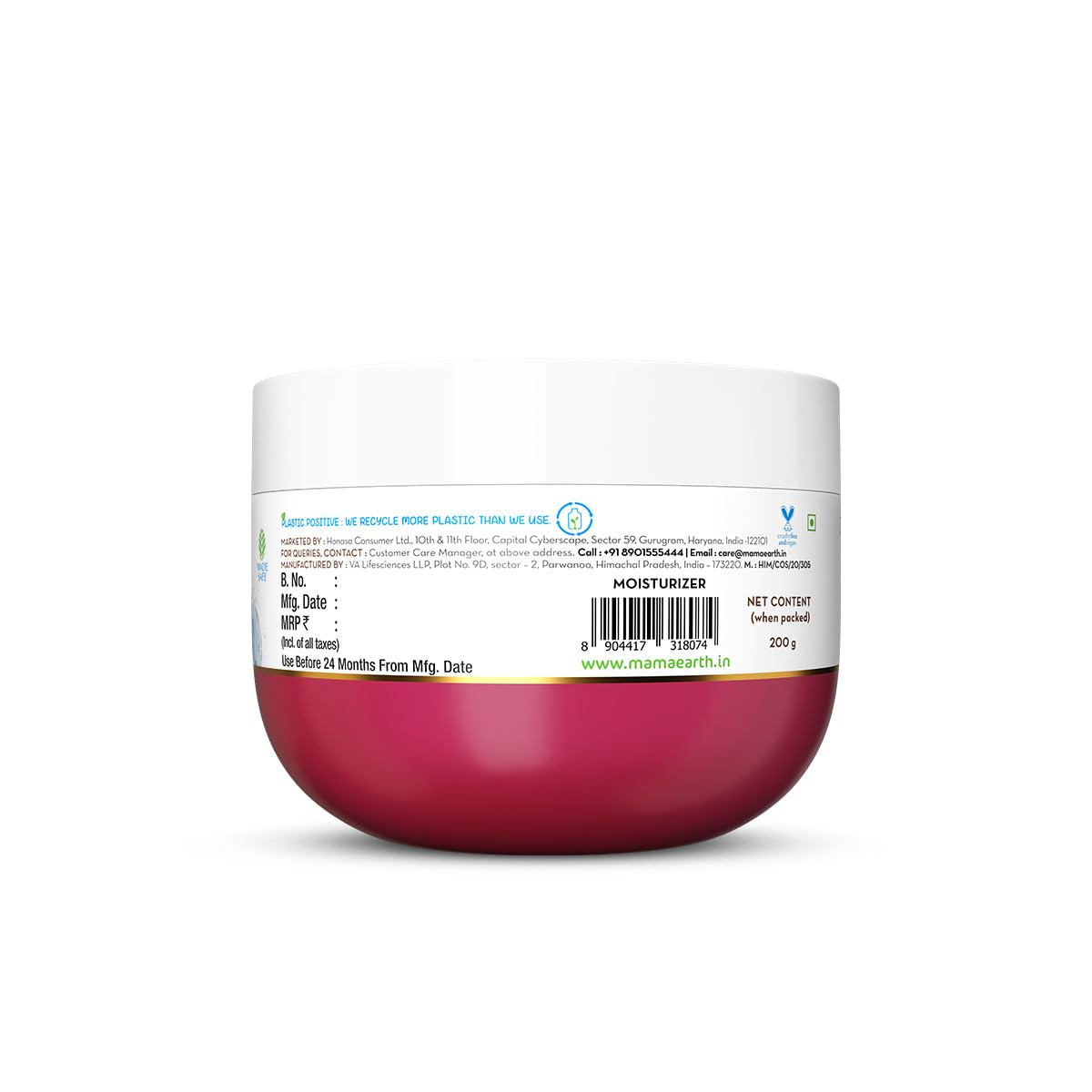 Mamaearth Beetroot Hydraful Light Moisturizing Cream with Beetroot & Hyaluronic Acid | 24H Hydration for Face, Hands & Body | Non-Greasy, Quick Absorbing Formula | Pink Glow Moisturizer | Perfect for Daily Skincare Routine & Travel (200g)