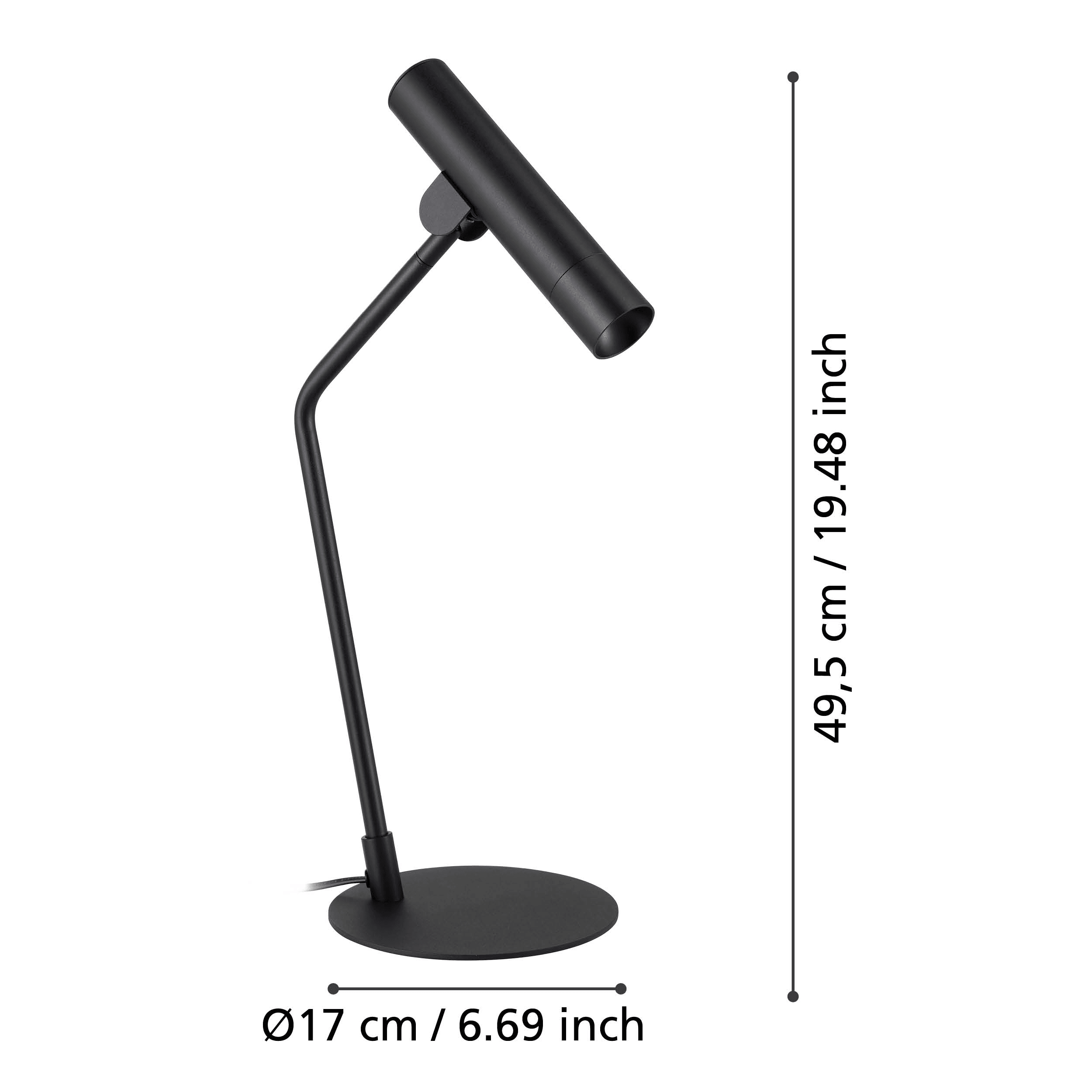 Eglo Almudaina Black LED Modern Table Lamp - Stylish Lighting for Living Room, Bedroom & Office - Energy Efficient LED Desk Lamp for Home Decor