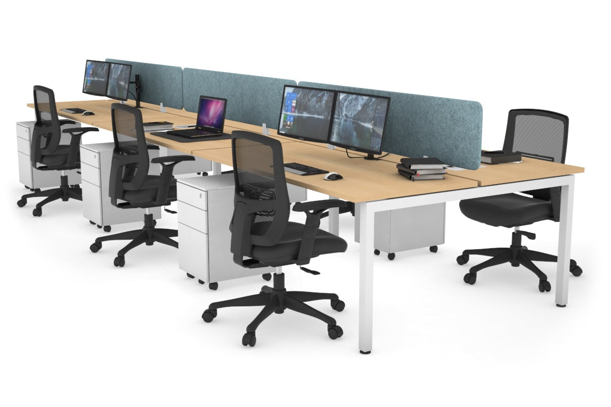 Quadro Square Legs 6-Person Office Workstation Desk [1600L x 700W] - Perfect for Team Collaboration & Open Office Spaces