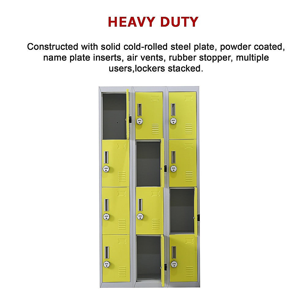 12-Door Locker with 4-Digit Combination Lock - Secure Storage for Office, Gym, Shed, School & Home - Ideal for Personal Belongings, Equipment & Valuables Protection