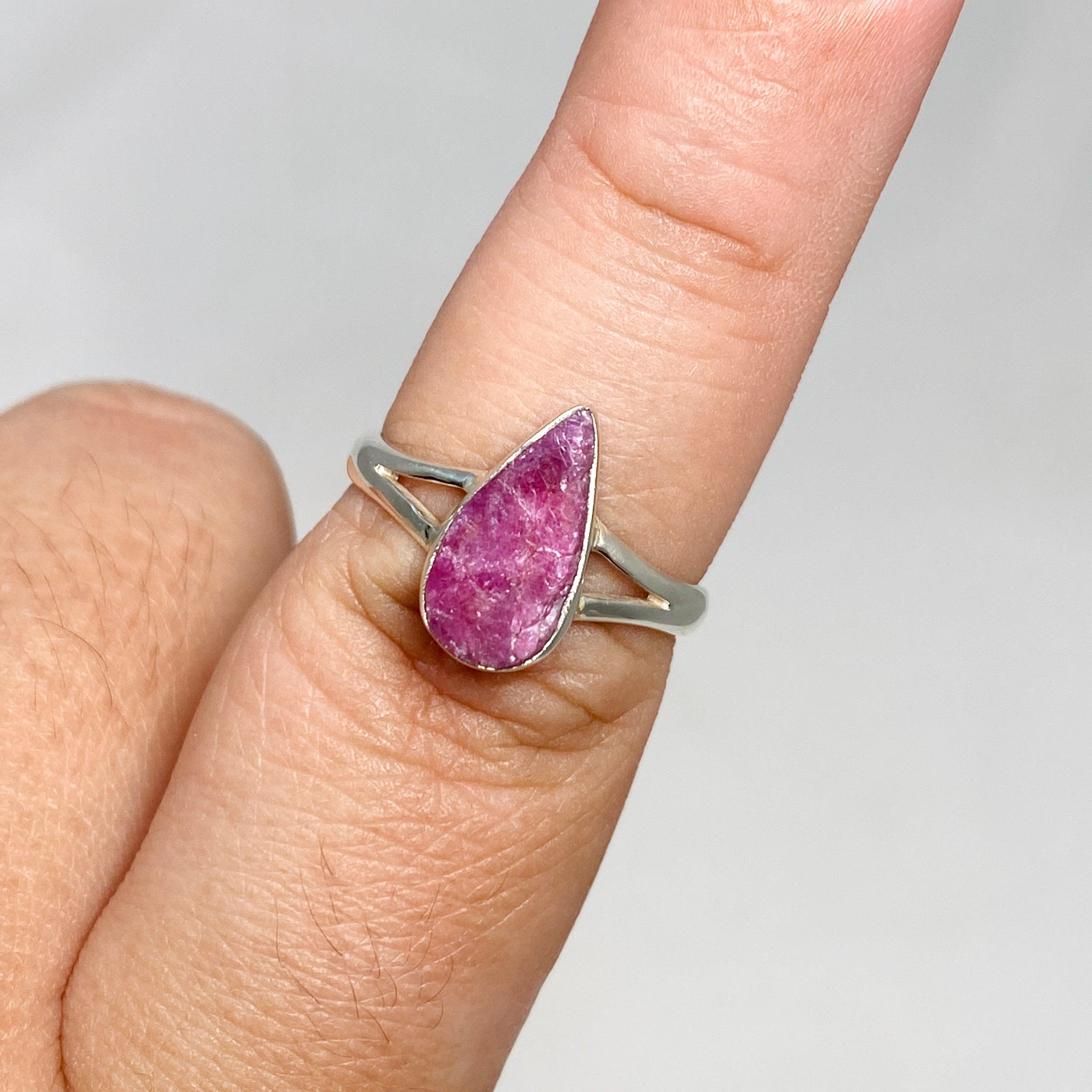 Natural Raw Ruby Teardrop Ring - 925 Sterling Silver Handmade Jewelry R3935 for Women, Gift for Her, Valentine's Day, Anniversary, Birthday, Party Wear, Boho Chic Style