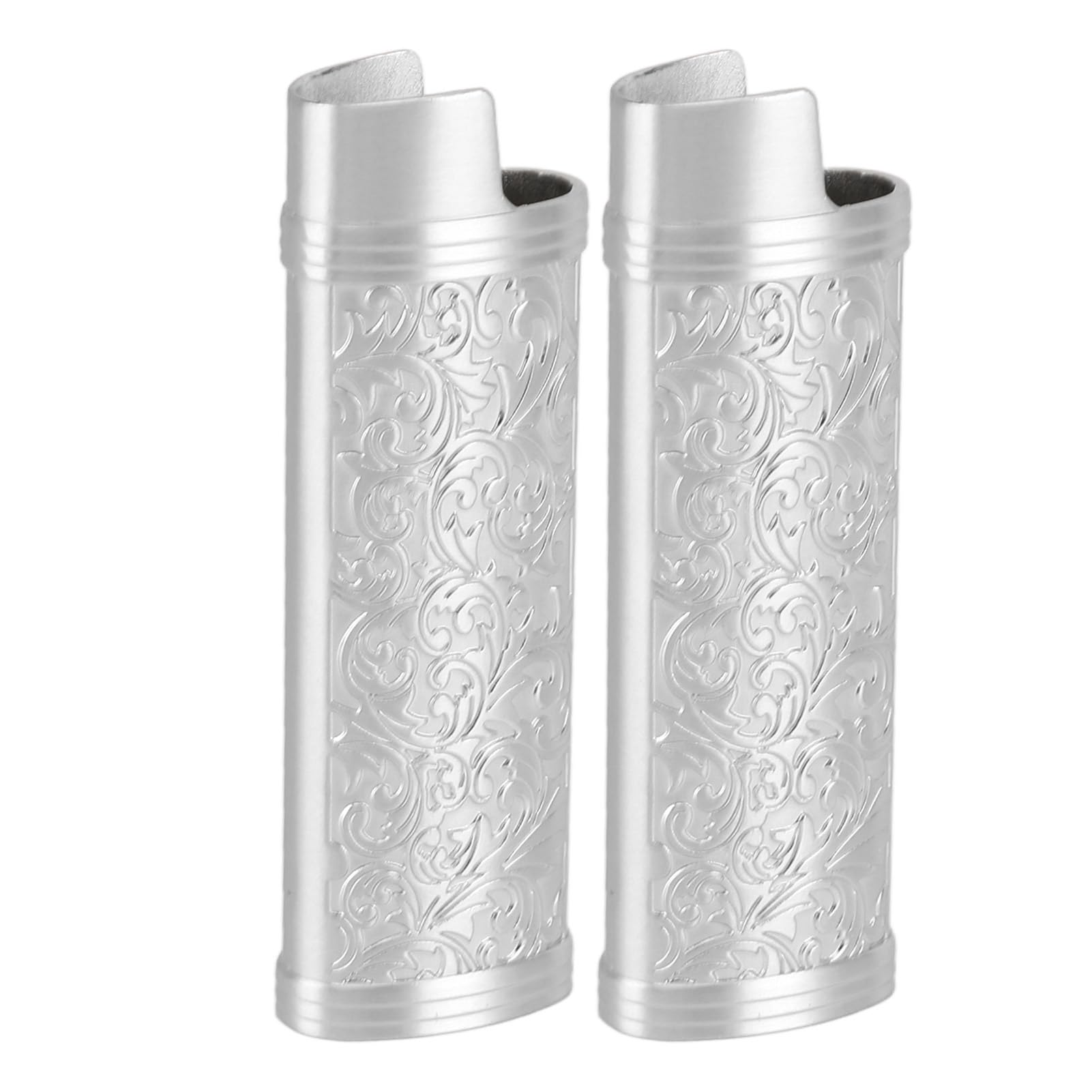 Vintage Floral Zinc Alloy Lighter Case - 2PCS Reusable Metal Cover for Everyday Use