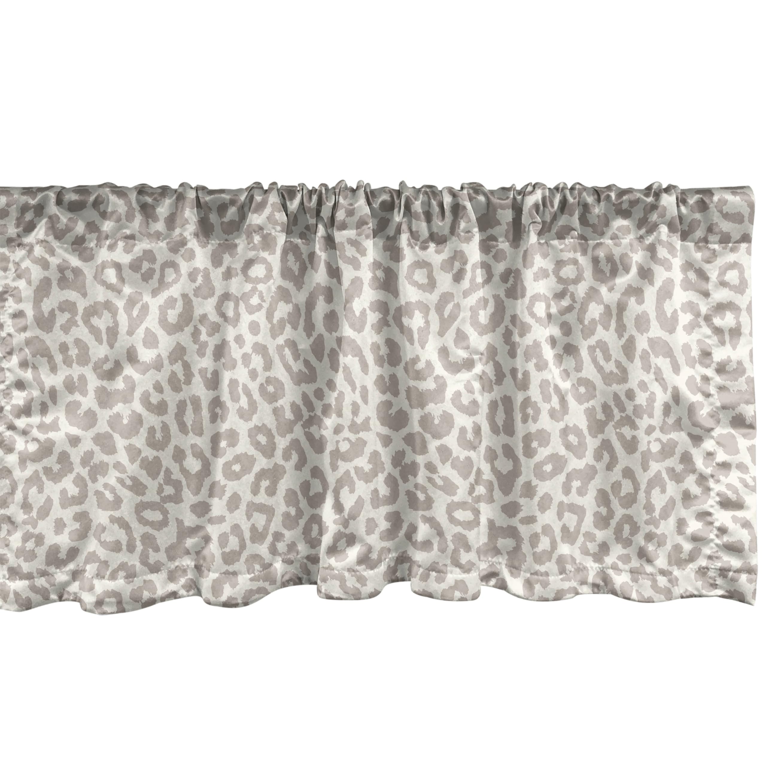 Ambesonne Leopard Print Window Valance - Beige & Brown Wildlife Nature Savannah Design - Kitchen & Bedroom Curtain Valance with Rod Pocket - 54