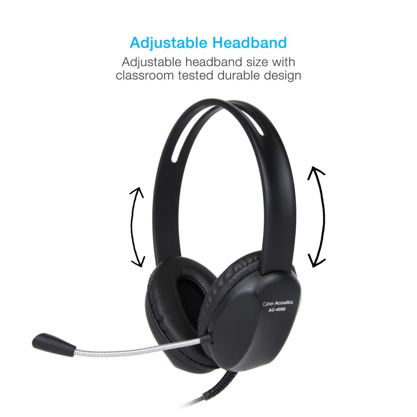Cyber Acoustics AC-4000-20 3.5mm Stereo Headset with Noise Cancelling Mic - 20 Pack for PC, Tablet, Phone - Perfect for Office, Classroom, Home & Online Meetings