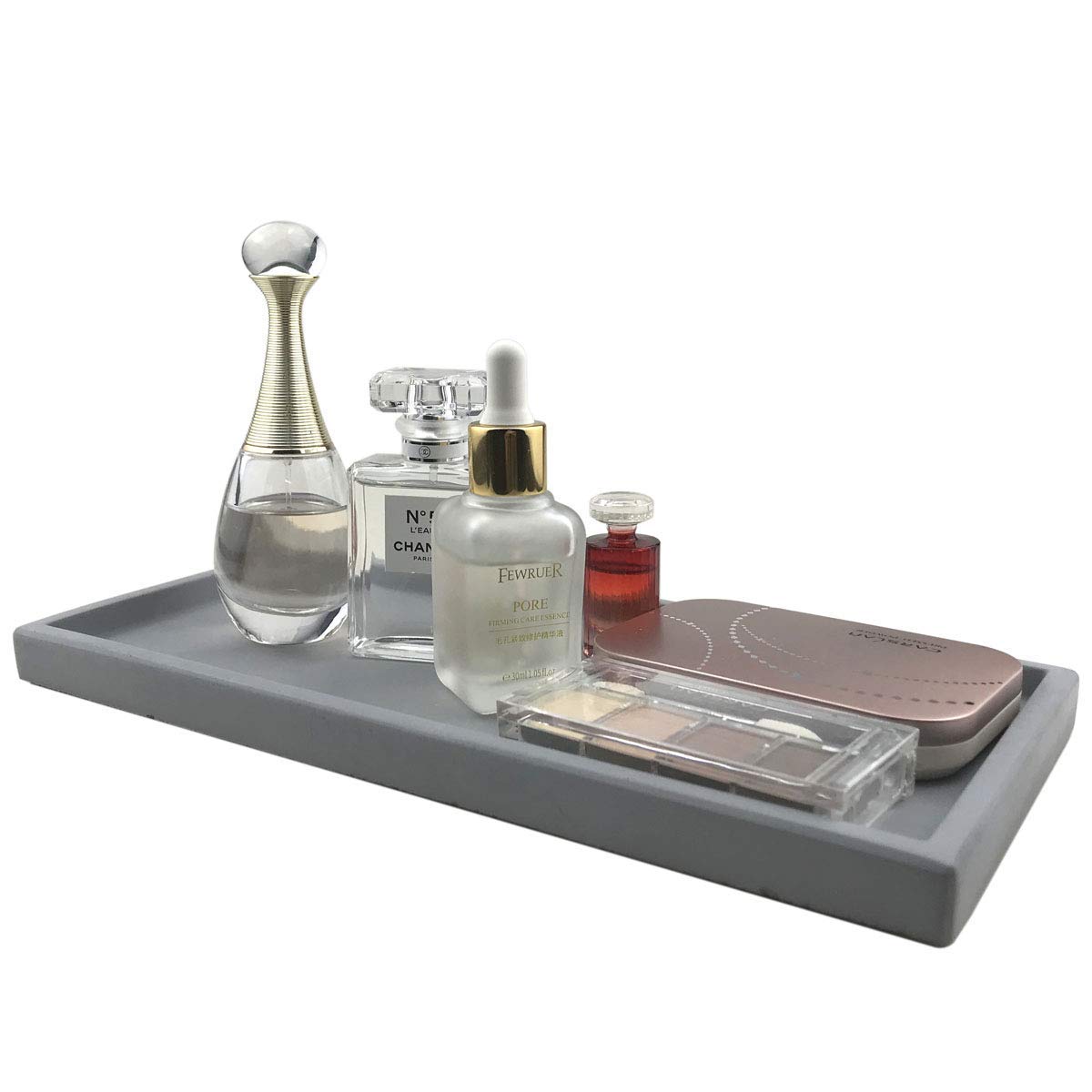 FREELOVE Stainless Steel Decorative Tray & Concrete Serving Tray Set - Modern Home Decor for Dining, Kitchen, Coffee Table & Party Serving - Elegant Display for Fruits, Cheese, Candles & Entertaining