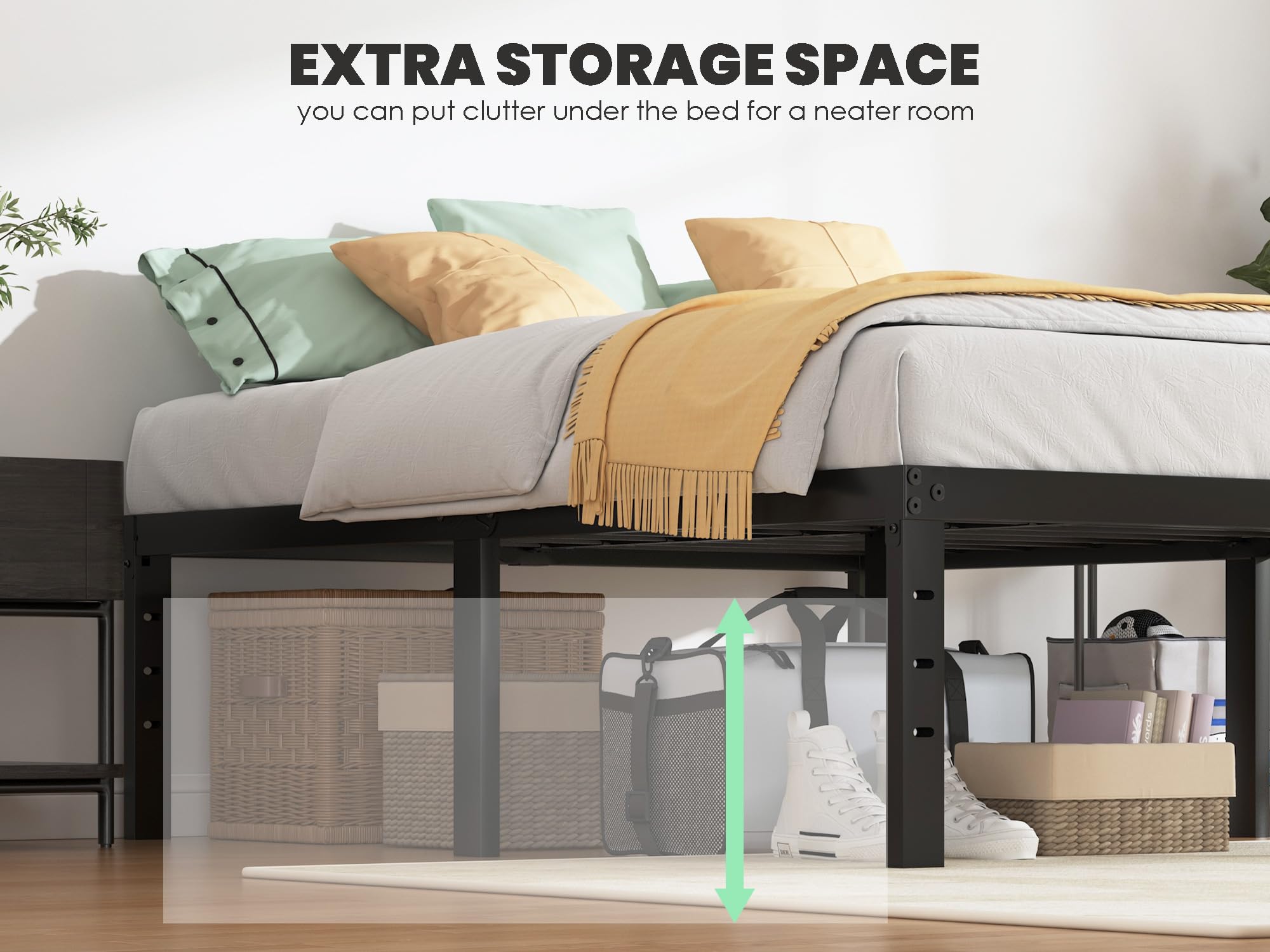 Sturdy 18 Inch Twin Bed Frame - Heavy Duty Metal Platform Bed with No Box Spring Needed | Quick & Easy Assembly | Silent & Noise-Free | Black | Perfect for Kids Rooms, Guest Bedrooms & Small Spaces
