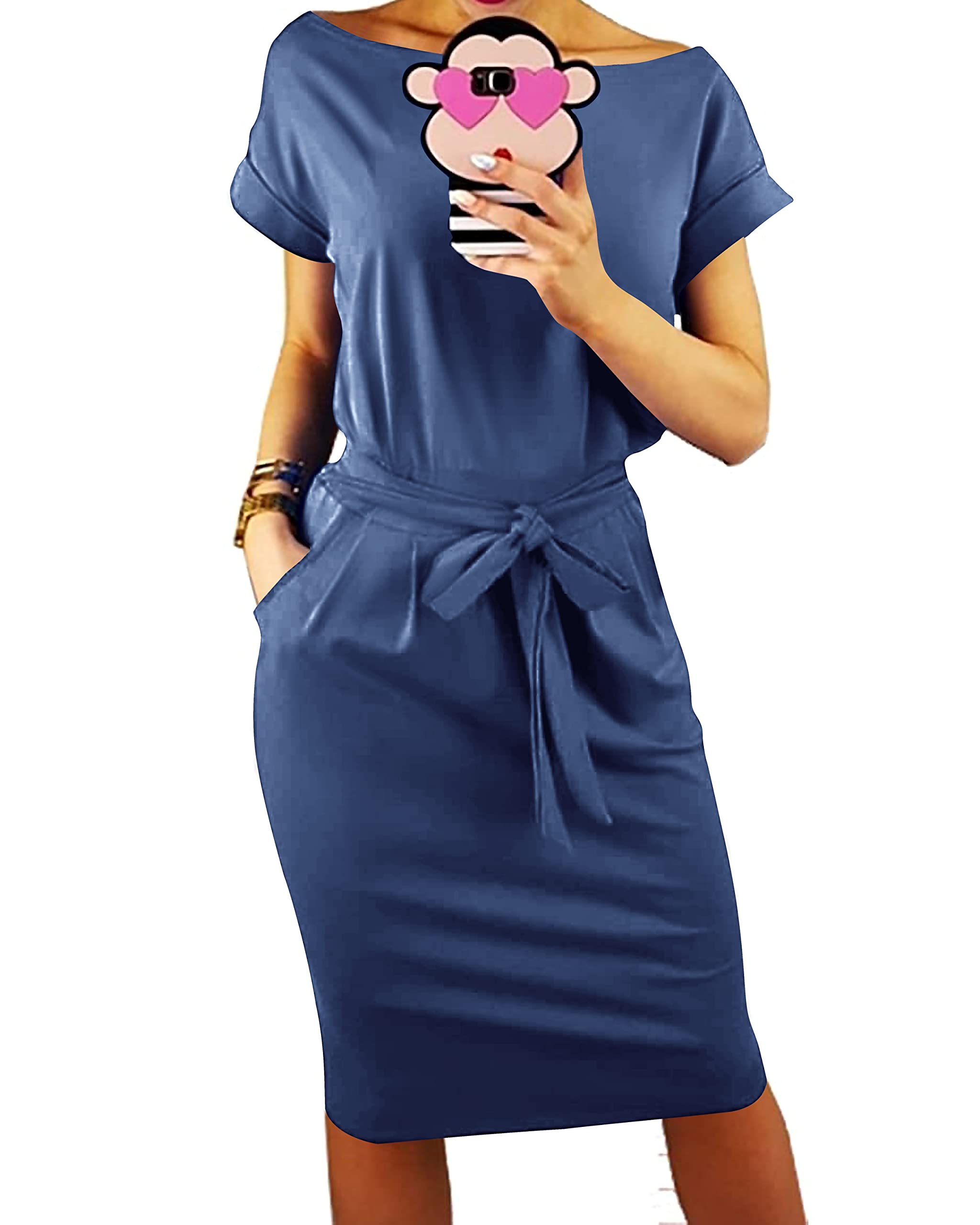 PRETTYGARDEN Women's Summer Striped T-Shirt Dress with Tie Waist & Pockets - Casual Office Wear, Beach Cover Up, and Day Out Dress