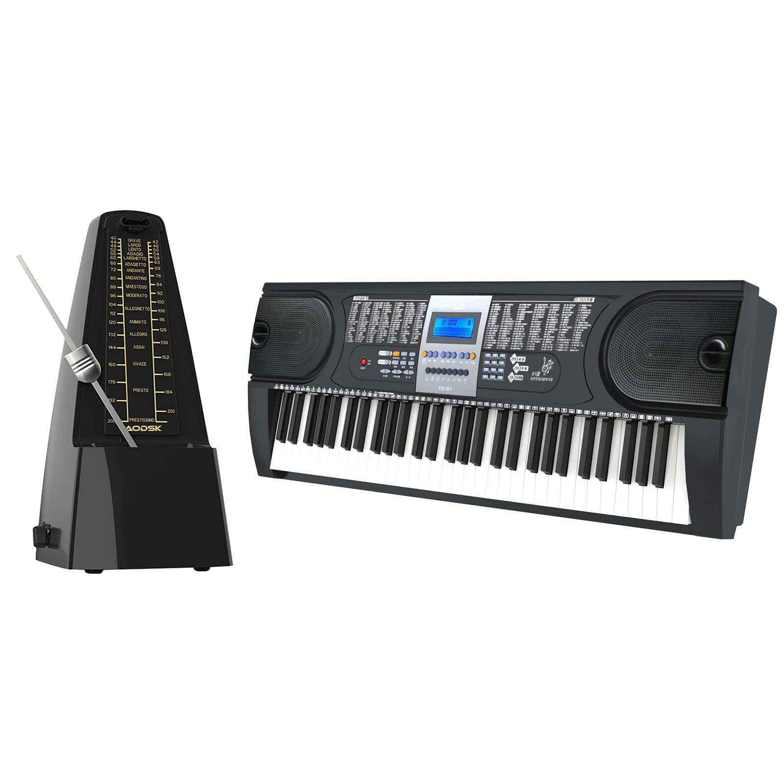 AODSK 61-Key Electronic Keyboard Piano with LCD Display & Built-in Mechanical Metronome - Portable Digital Piano for Beginners, Kids & Adults - Perfect for Home Practice, Music Lessons & Live Performances