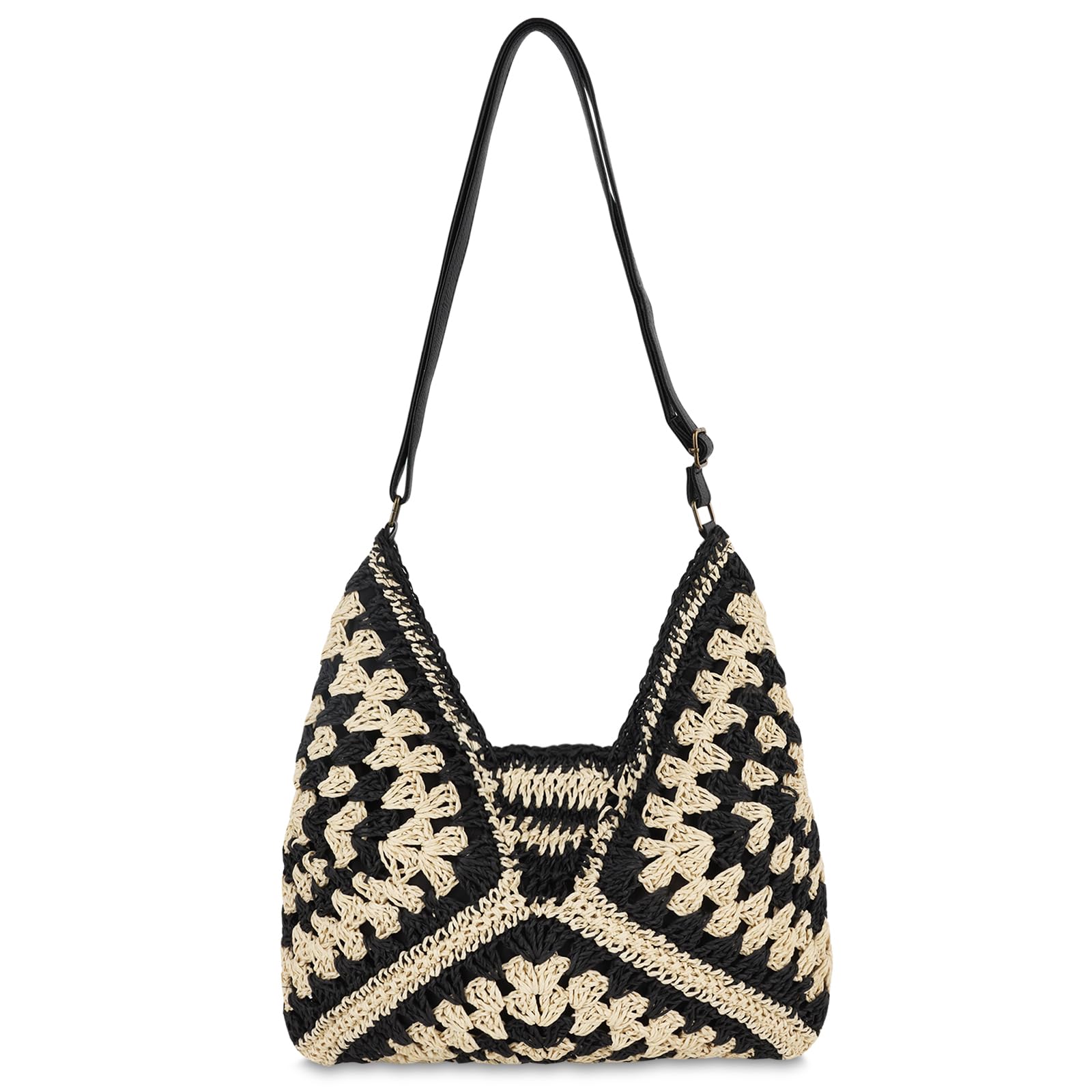 Women's Woven Straw Hobo Beach Bag - Vintage Crochet Foldable Tote Shoulder Handbag for Summer Travel | Perfect for Beach Outings, Shopping & Vacation Getaways