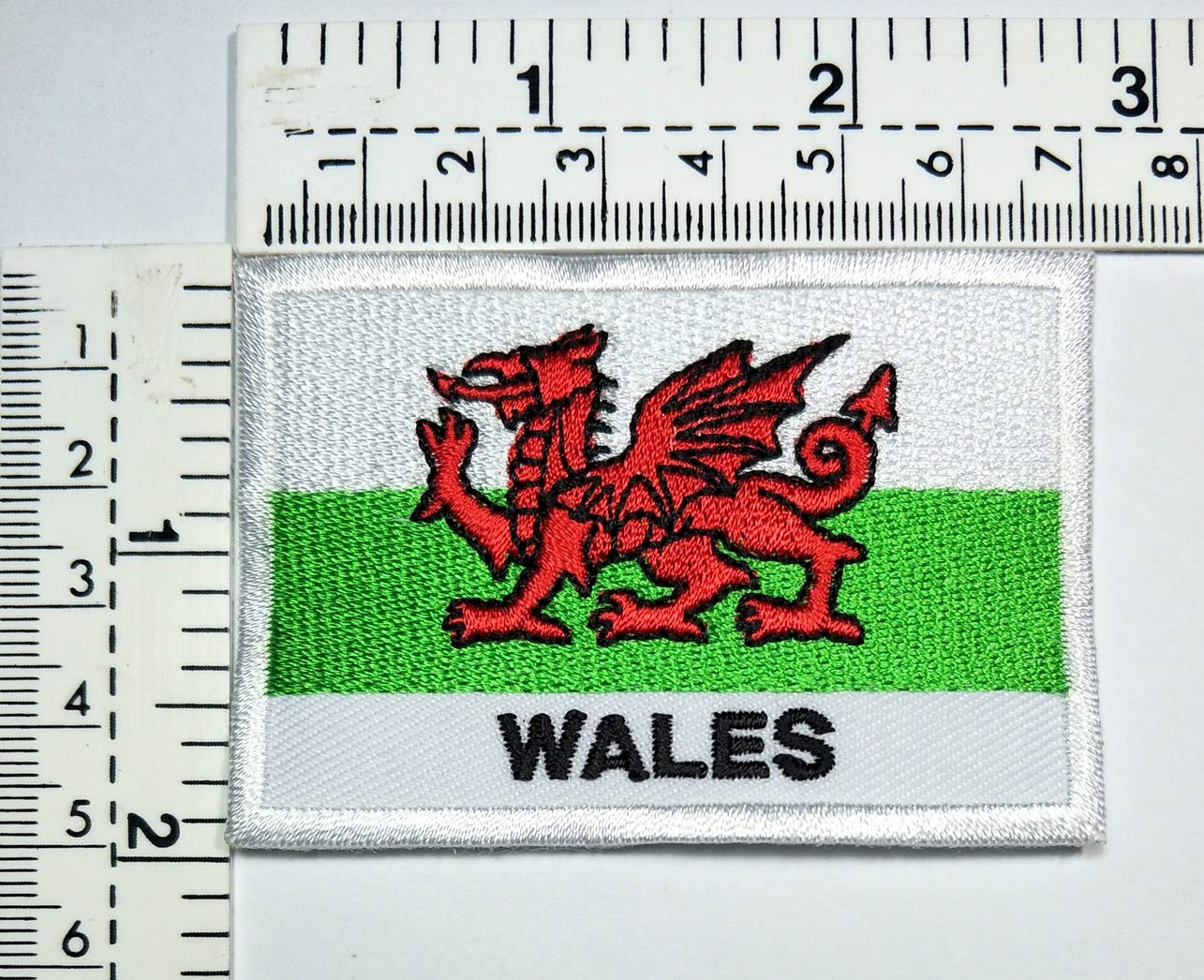 Wales Flag Embroidered Patch - Iron On & Sew On Applique for Jackets, T-Shirts, Jeans, Caps & Vests - Durable Biker Patch with Country Flag Symbol - Perfect for DIY Projects, Uniforms & Motorcycle Gear (03)