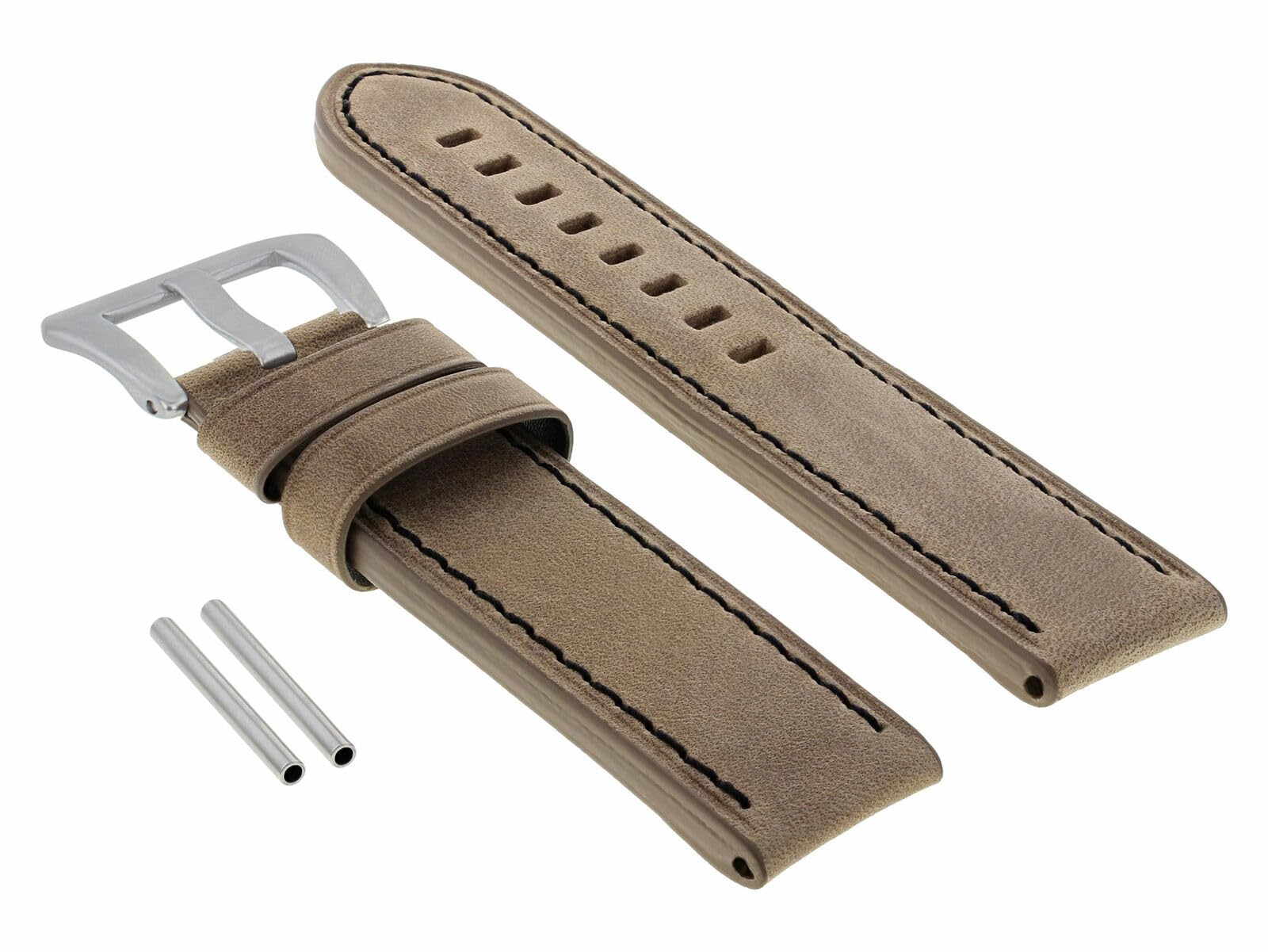 24mm Genuine Leather Watch Band Strap for Breitling Chronomat & Super Ocean - Black Stitching Replacement Strap | Perfect for Business, Casual & Outdoor Activities