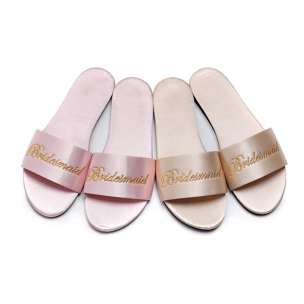 FAYUEKEY Women's Silk Satin Bridal Slippers - Elegant Wedding Party Shoes for Bride & Bridesmaids (Perfect Gift for Bridal Shower, Bachelorette Party & Honeymoon)