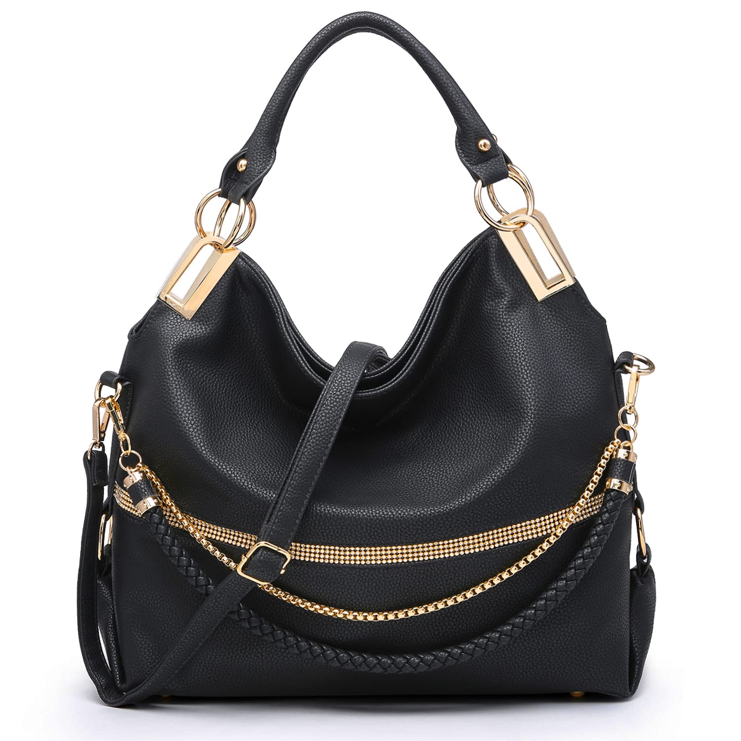 Stylish Dasein Hobo Handbags for Women - PU Leather Tote with Rhinestone Accents & Adjustable Long Strap | Perfect for Work, Travel & Everyday Use