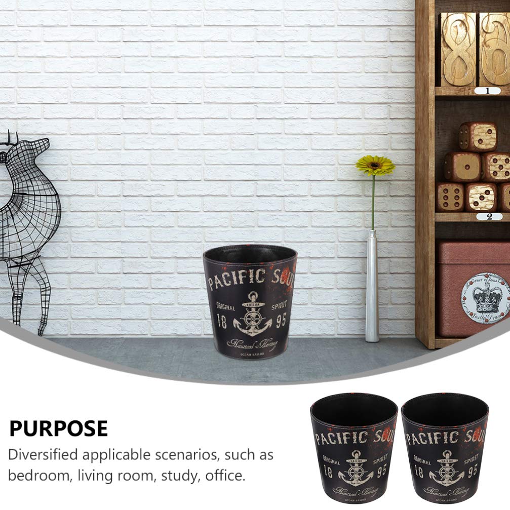 Garneck 2-Pack Leather Waste Baskets - Elegant Retro Trash Cans for Home, Kitchen & Office Storage | Perfect for Paper Waste, Recycling & Small Trash Disposal in Living Rooms, Bedrooms & Workspaces