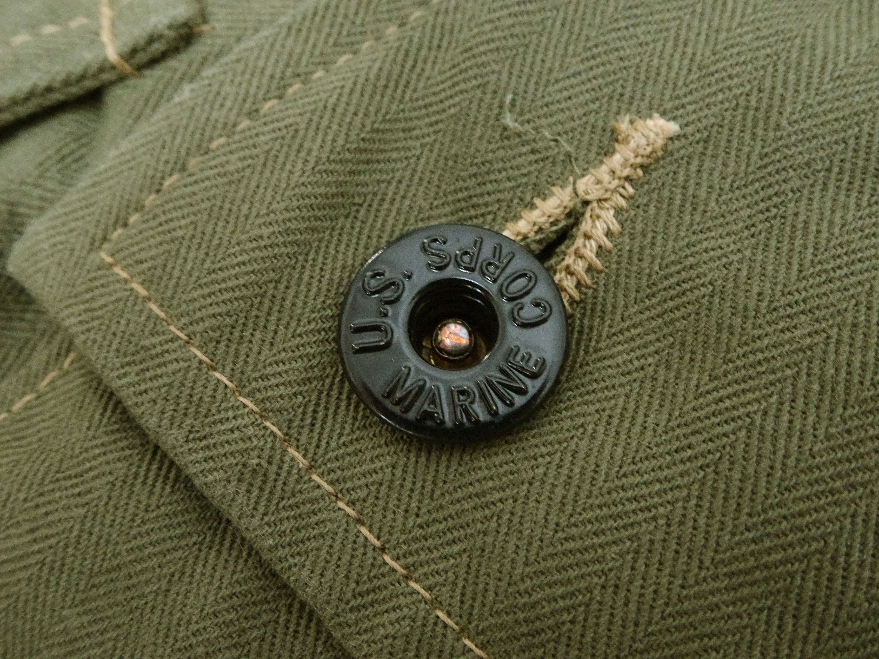 Buzz Rickson USMC P44 Combat Cargo Pants - Men's Herringbone Twill (HBT) Military Trousers BR42501 in Olive Green | Durable Tactical Pants for Outdoor, Hiking & Workwear