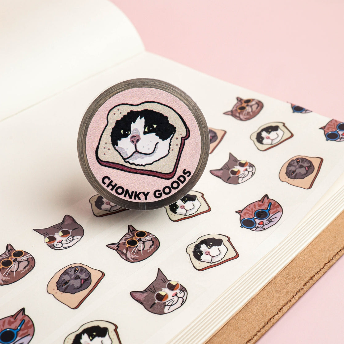 Bread Cat Meme Clear Tape - Adhesive Tape for Scrapbooking, DIY Crafts & Office Use - Funny Cat Meme Stationery Supplies