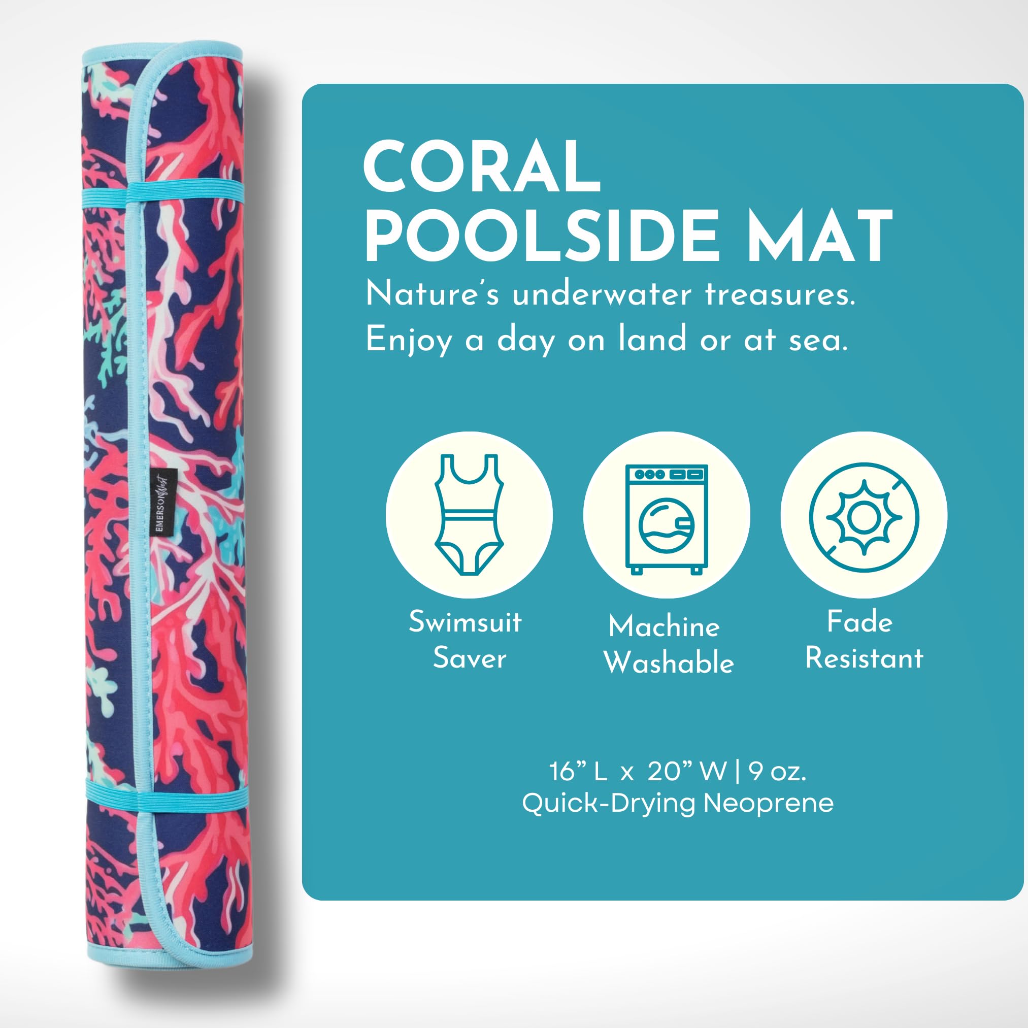 Premium Neoprene Poolside Seating Mat - Non-Slip Pool Edge Cushion for Comfortable Lounging, Swimwear Protection & Water Resistance - Perfect for Pool Decks, Hot Tubs, Beach Clubs & Backyard Relaxation (Coral)