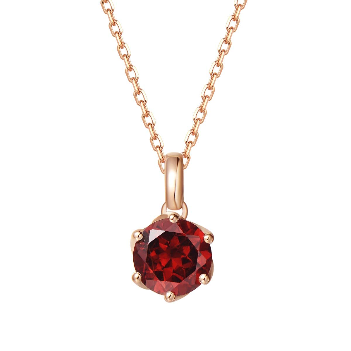 AGVANA 14K Solid Rose Gold 0.6 Carat Genuine Dark Garnet Solitaire Dainty Pendant Necklace - January Birthstone Jewelry for Women, Perfect Anniversary & Birthday Gift for Wife, Mom, or Her - Elegant for Date Nights, Weddings & Special Occasions
