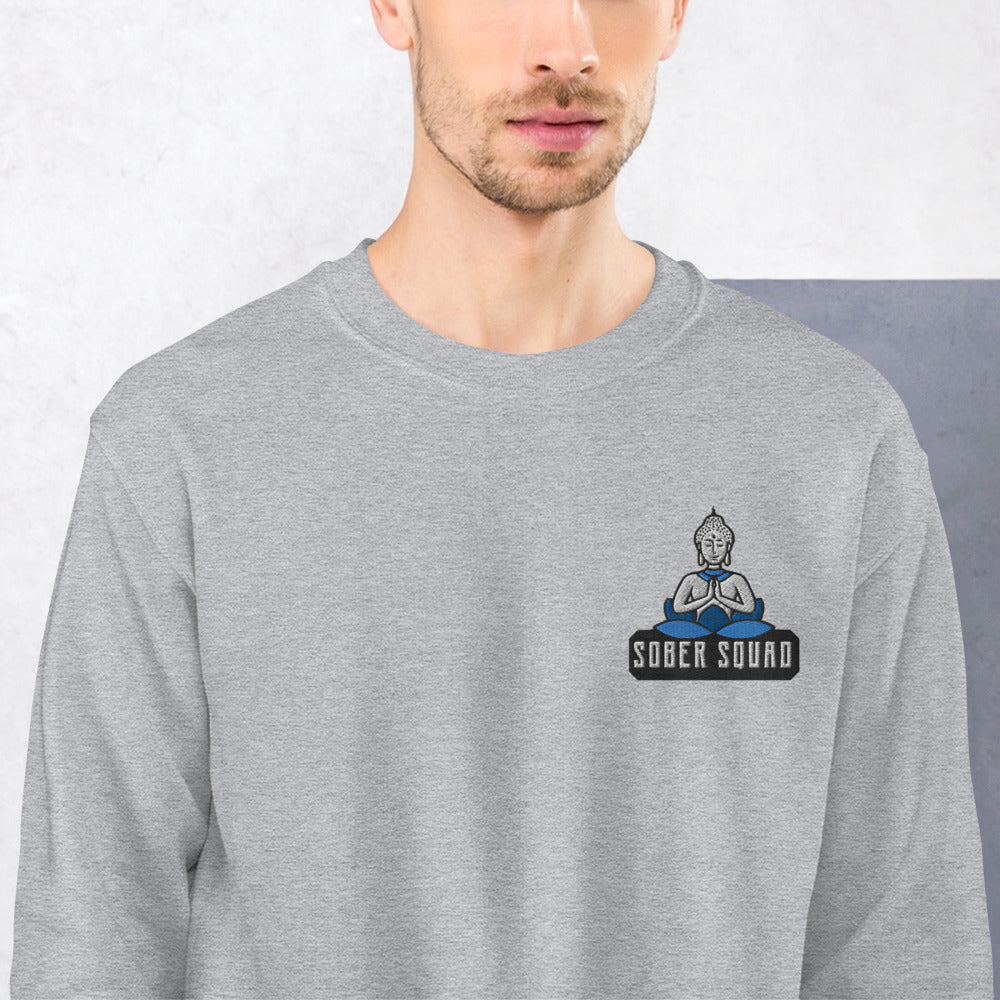 Sober Squad Embroidered Unisex Sweatshirt - Comfortable Pullover Hoodie for Men & Women - Perfect for Recovery Support, Sober Living & Casual Wear