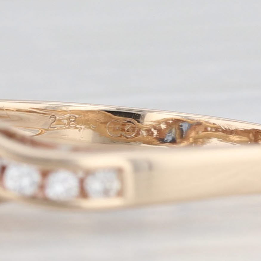 0.63ctw Blue Sapphire & Diamond Scalloped Bypass Ring in 14k Yellow Gold - Size 7.25 | Elegant Wedding Band, Anniversary Gift for Her, Promise Ring for Special Occasions