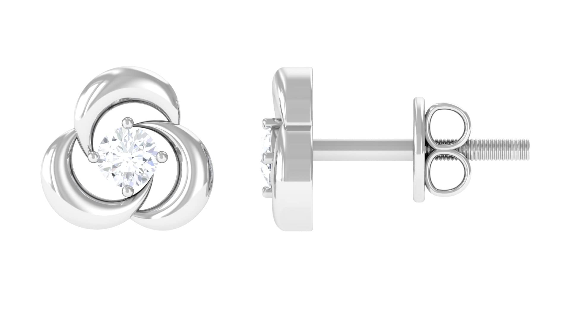 Moissanite Stud Earrings for Women - 14K Solid Gold Solitaire & Spiral Design - Perfect for Everyday Wear, Gift Giving & Special Occasions