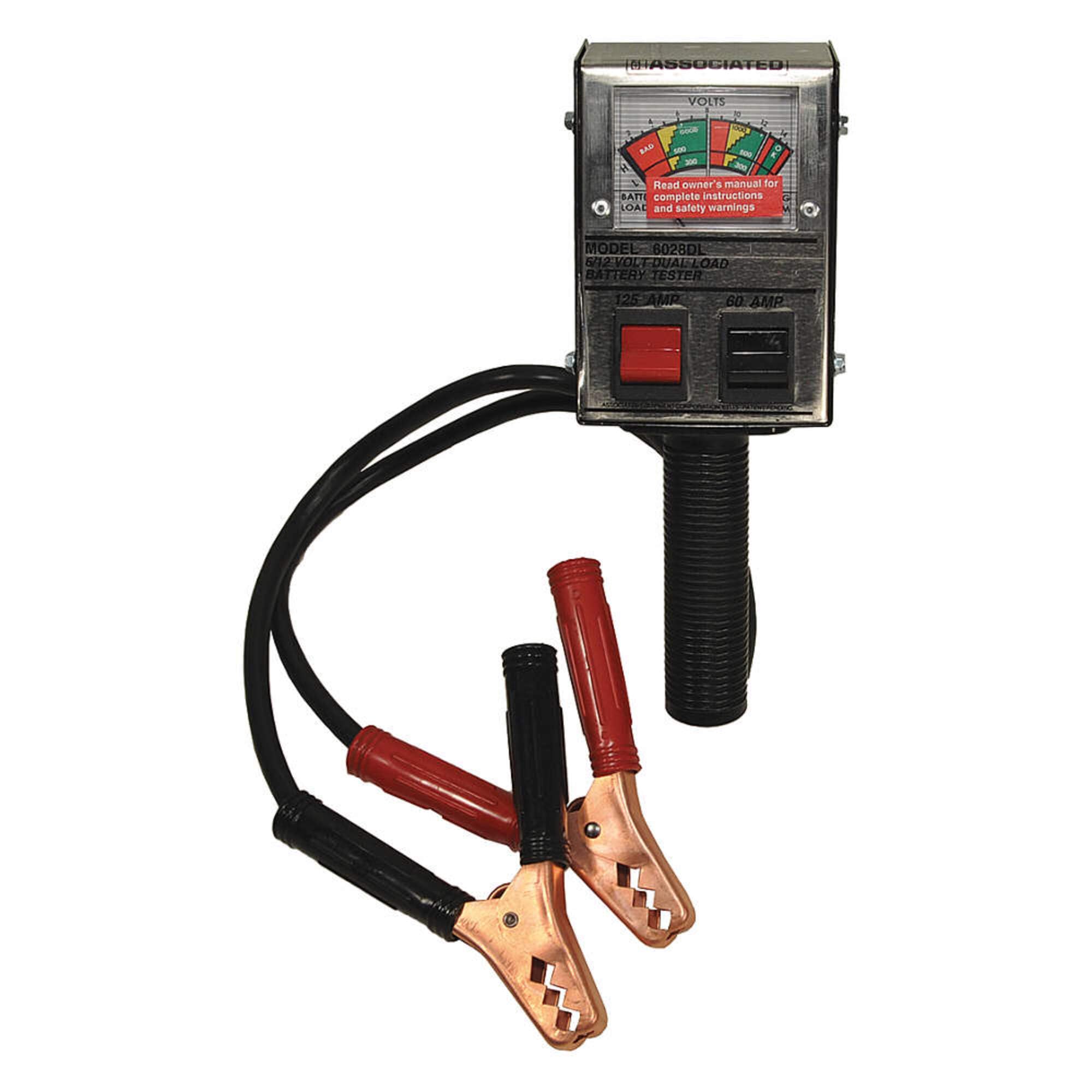 Associated Equipment 6028DL 6/12V 125/60 Amp Dual Load Analog Battery Tester - Heavy Duty Car Truck Marine Battery Testing for Automotive, RV, Boat & Power Sports Applications