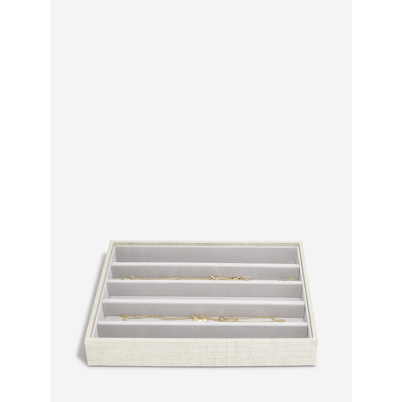 Stackers Classic 5 Section Layered Necklace in Oatmeal Linen - Perfect for Everyday Wear, Layering with Other Jewelry, and Adding a Boho Touch to Your Outfit