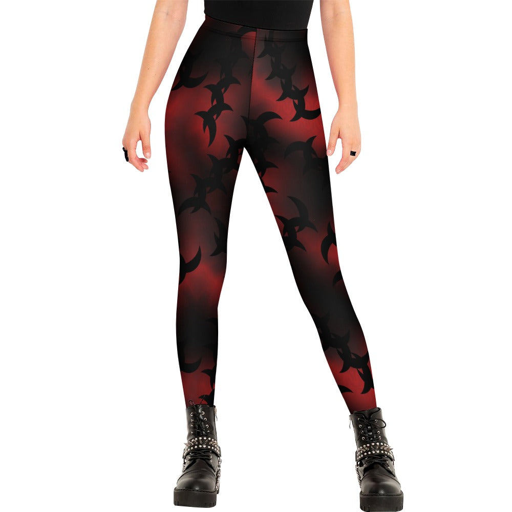Black Scar On Red Leggings - High Waist Yoga Pants for Women, Stretchy Workout Leggings for Running, Gym & Lounge Wear